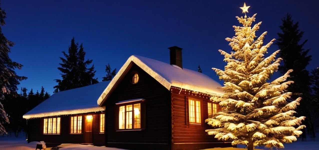 joulukuusi ulkona lumisessa maastossa