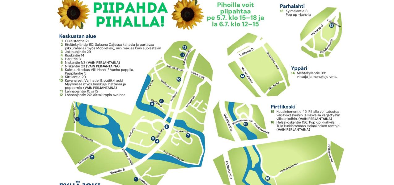 Kartta Piipahda pihalla - kohteista