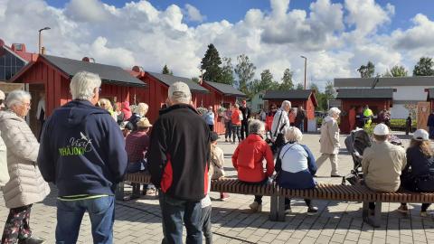 ihmisiä torilla - kuvituskuva