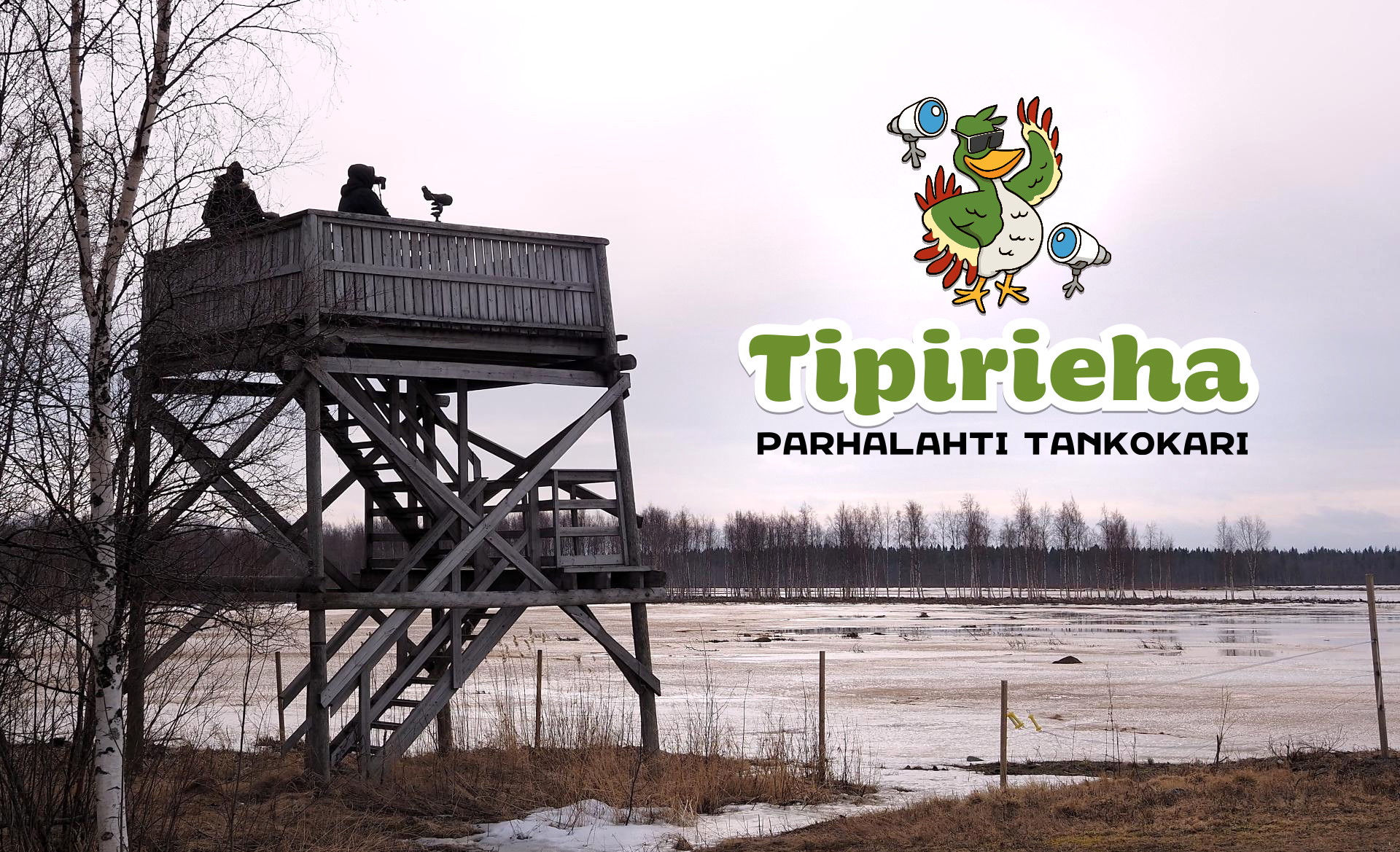 Parhalahden Tankokarin lintutorni ja Tipirieha-logo