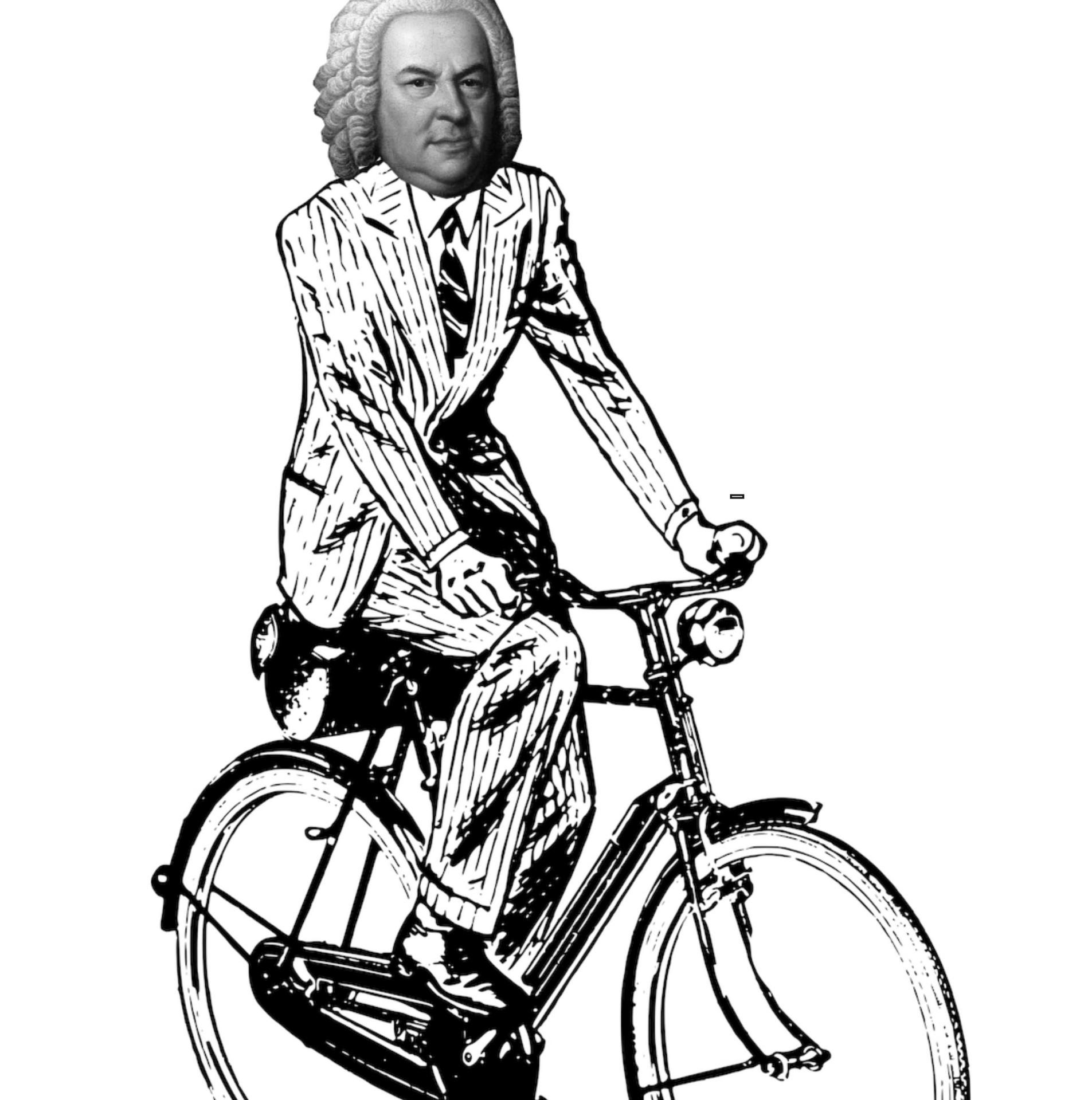 Bach pyöräilee. Kuvassa Bach pyöräilee.